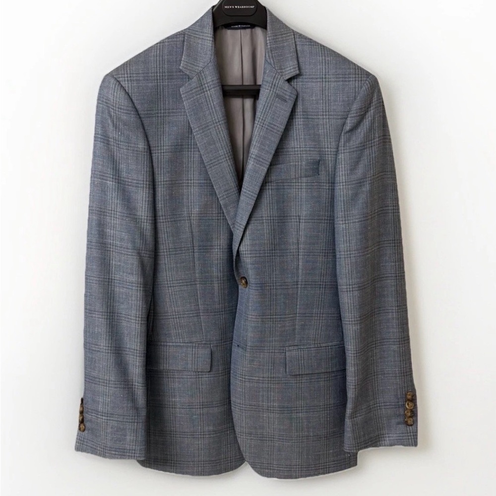 Ralph Lauren Blazer 38R Linen Wool Silk Blend Mens Sport Coat Jacket Blue Gray